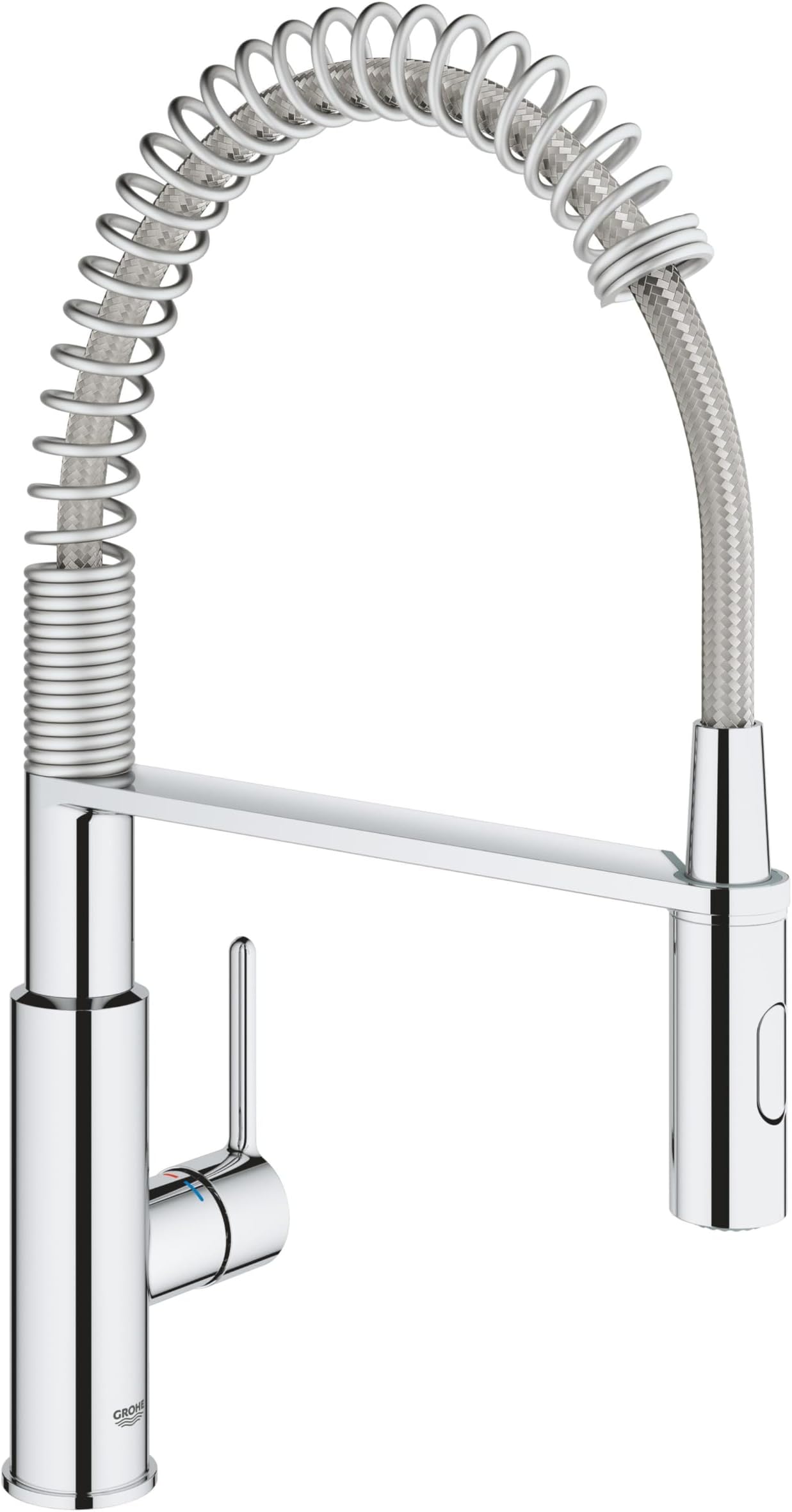 Get - Kitchen Sink Tap Single-Lever Mixer with Professional Spray (1-Hole Installation, 28 mm Ceramic Cartridge, Swivel Spout 360°, Inlet Tails 3/8 Inch), Size 455 mm, Chrome, 30361000