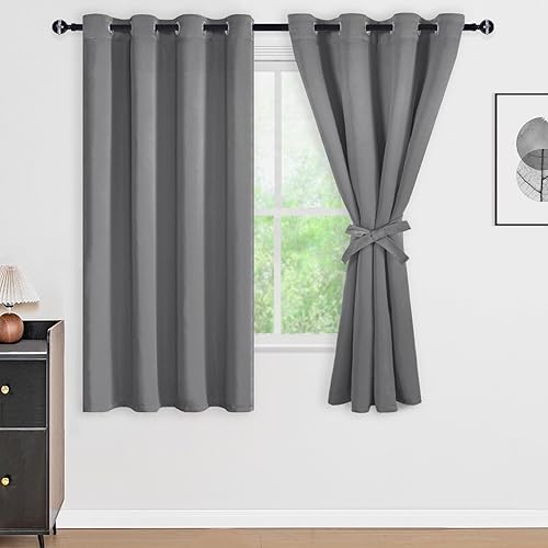 Miniatura 16 de DWCN Cortinas opacas 100% grises de 84 pulgadas de largo para dormitorio con forro negro, doble capa con aislamiento térmico, paneles de cortina