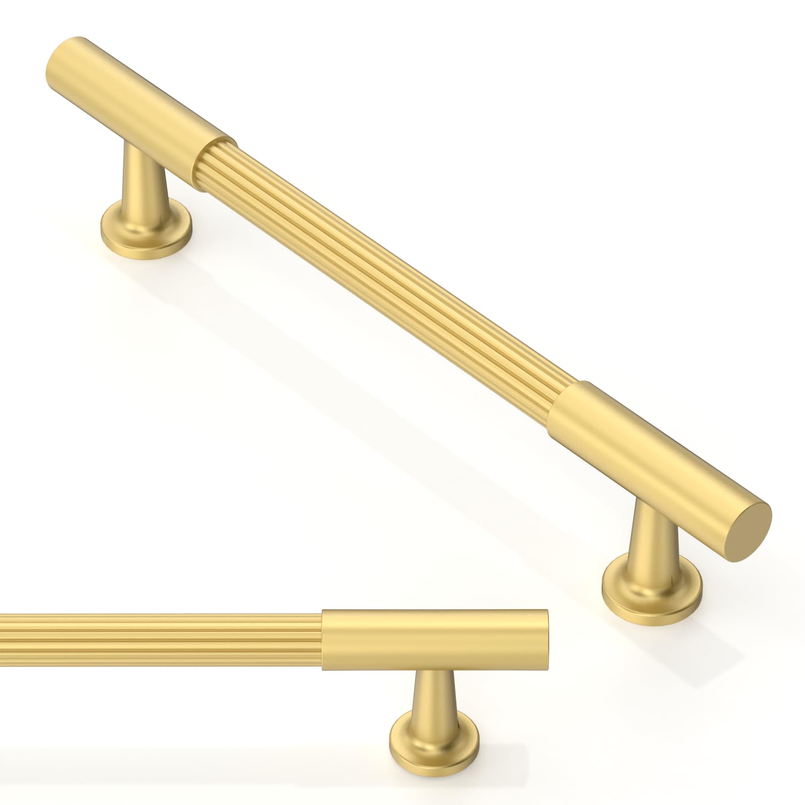 Asimerdeco 10 Pack Brushed Gold Cabinet Pulls 5 Inch(128mm) Kitchen Cupboard Handles Solid Heavy Duty Zinc Alloy Drawer Pulls