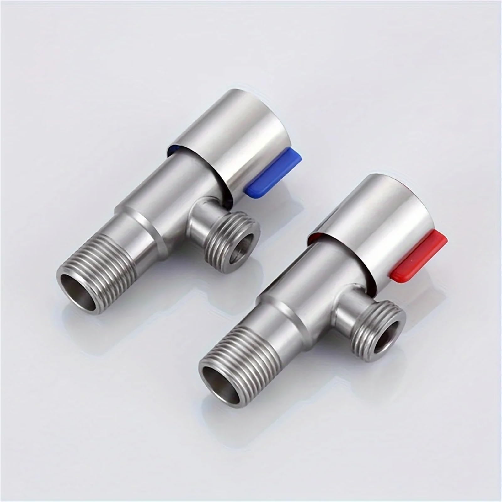 Válvula de ángulo for grifo, válvula frío y caliente acero inoxidable, parada agua for inodoro, interruptor triangular, 2 uds para bafieras y duchas(Red)