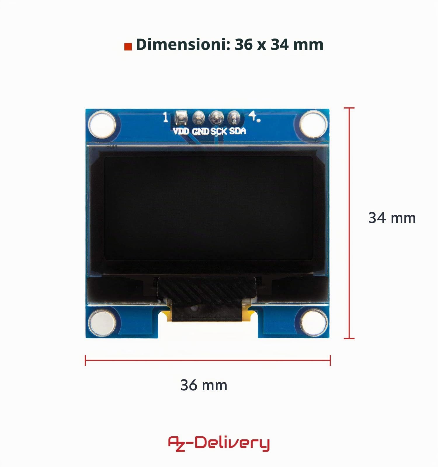 AZDelivery 3 x 1.3 pollici Display OLED I2C SSH1106 Chip 128 x 64 Pixel I2C Modulo di Visualizzazione dello Schermo con Caratteri Bianchi compatibile con Arduino e Raspberry Pi incluso un E-Book!