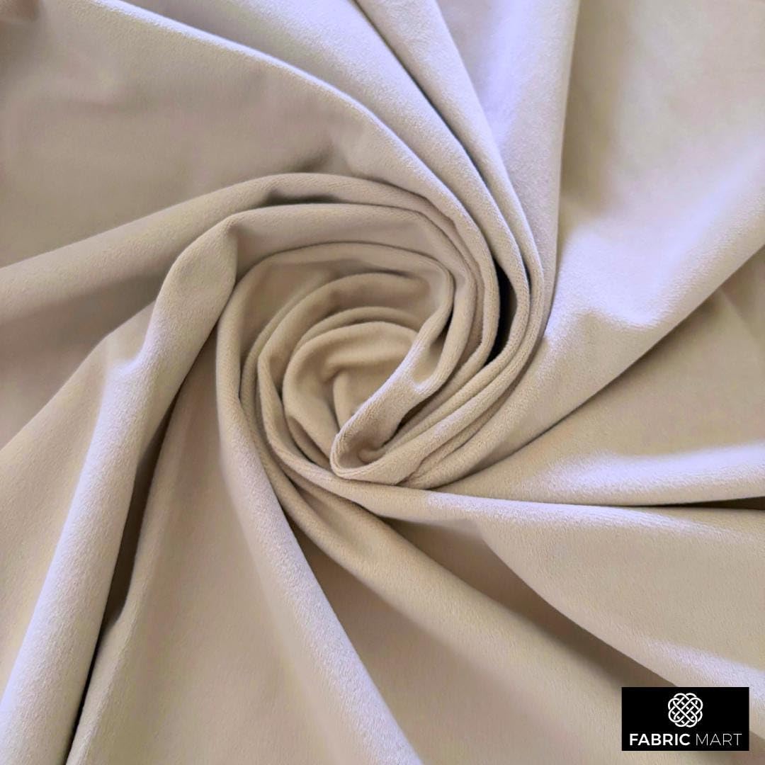 Fabric Mart Direct Adular Tela por Metro, 137 cm o 54 pulgadas Ancho Beige Terciopelo Tela, 1 medidor continuo Terciopelo de felpa de alta calidad Tela, Telas Para Tapizar, Cortinas Cojines