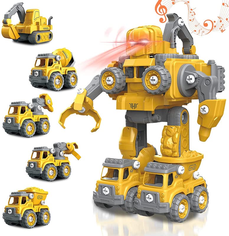 Buy Lil Dyno DIY 5 in 1 Transformer Toy for Kids ,Construction Vehicle Transformer Robot Kids