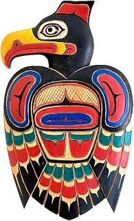 OMA Solid Wood Hand Crafted Eagle Warrior Protection Shield Wall Hanging Decor Art Native American Northwest Style - Premium Quality