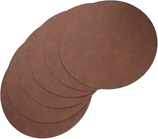 Abaodam Juego De 6 Manteles Individuales De Cuero Redondos Marrones Occidentales Lavables Y De Silicona para Mesa De Comedor Color Café Y Poliuretano