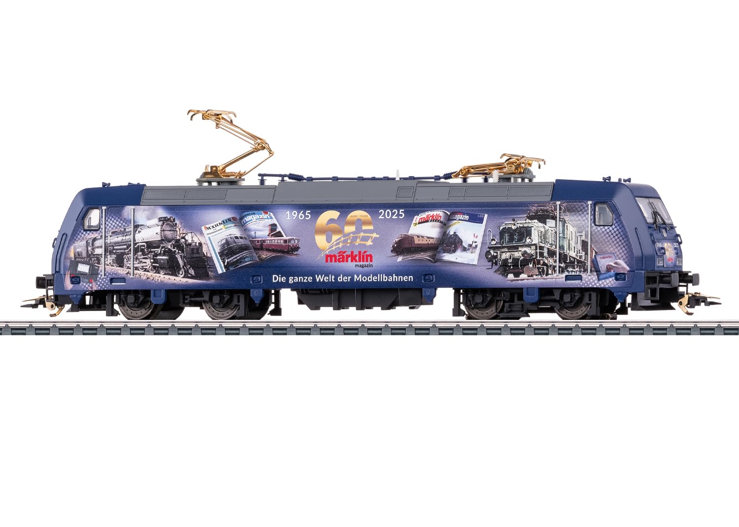 Märklin 36060 Locomotive électrique BR 185.2 - H0 AC - Décodeur numérique mfx - Son et lumière LED - Modèle Anniversaire Märklin Magazine 60 Ans - Locomotive 21,7 cm