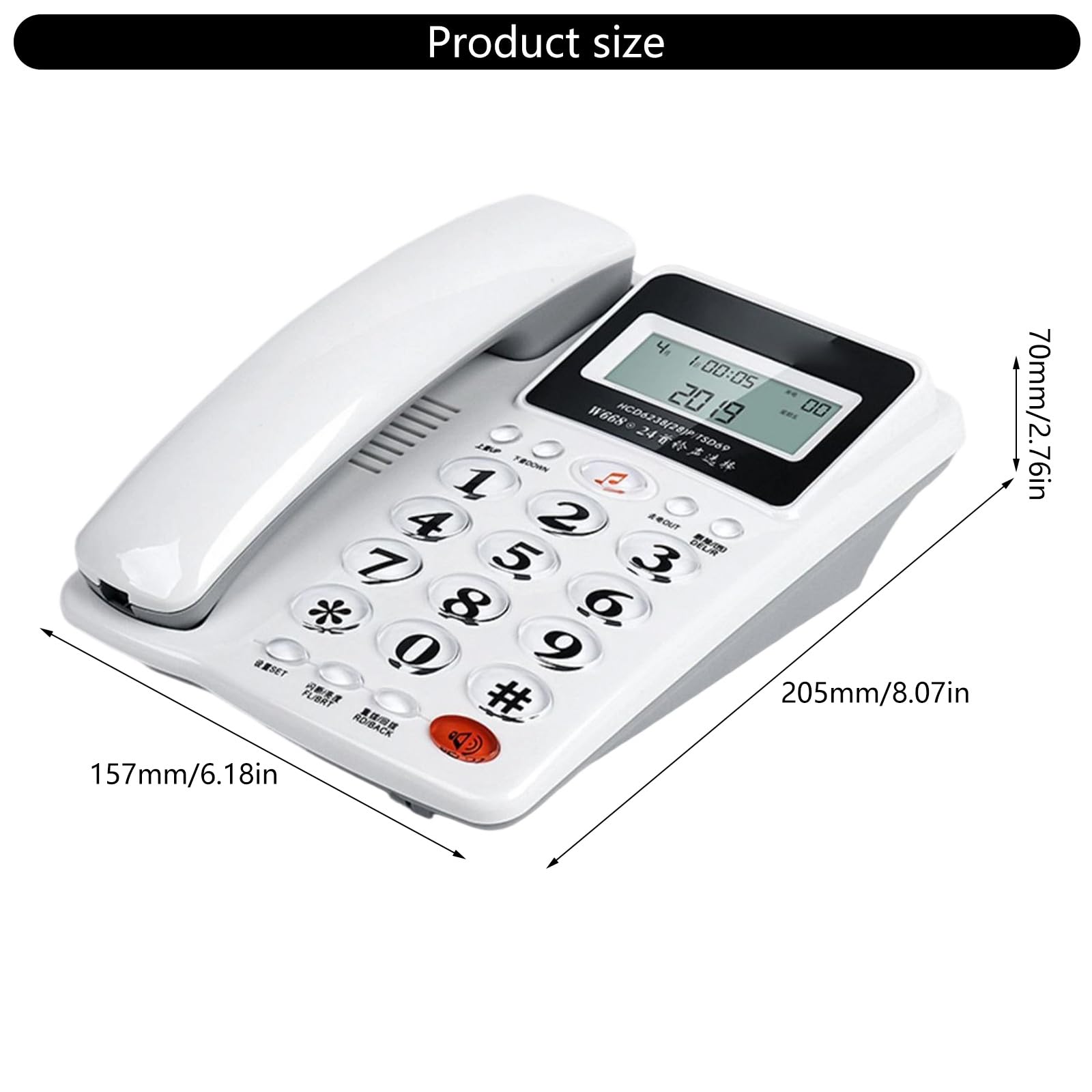 Telefono fisso con filo Big Button Famiglia Hotel Business Desktop Telefono fisso per la casa Hotel Guest Room Telefono con filo