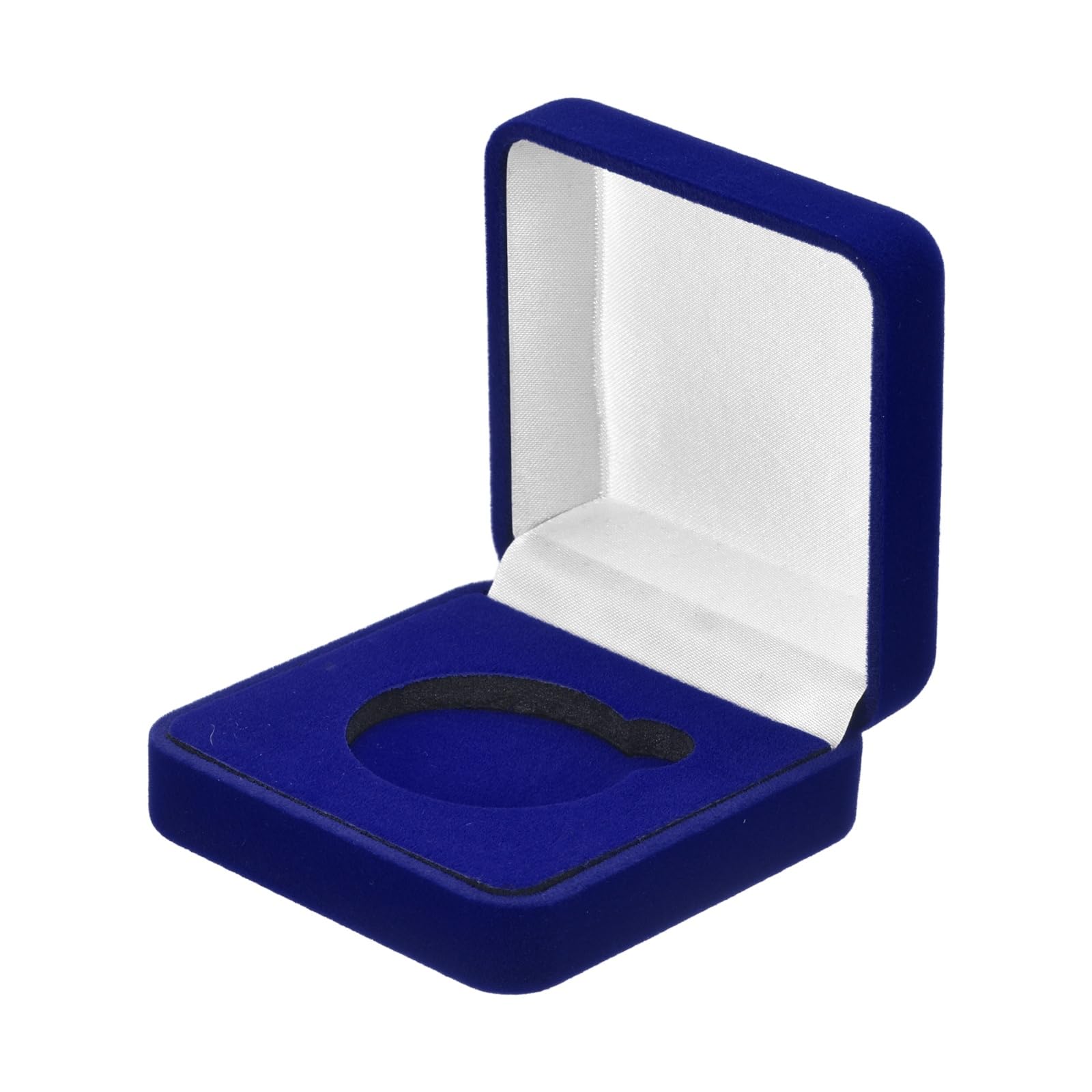 PATIKIL Velvet Challenge Coin Presentation Display Box, 38mm Coin Display Case Badge Gift Storage Protective Holder for Commemorative Medals Tokens Collection, Blue/White