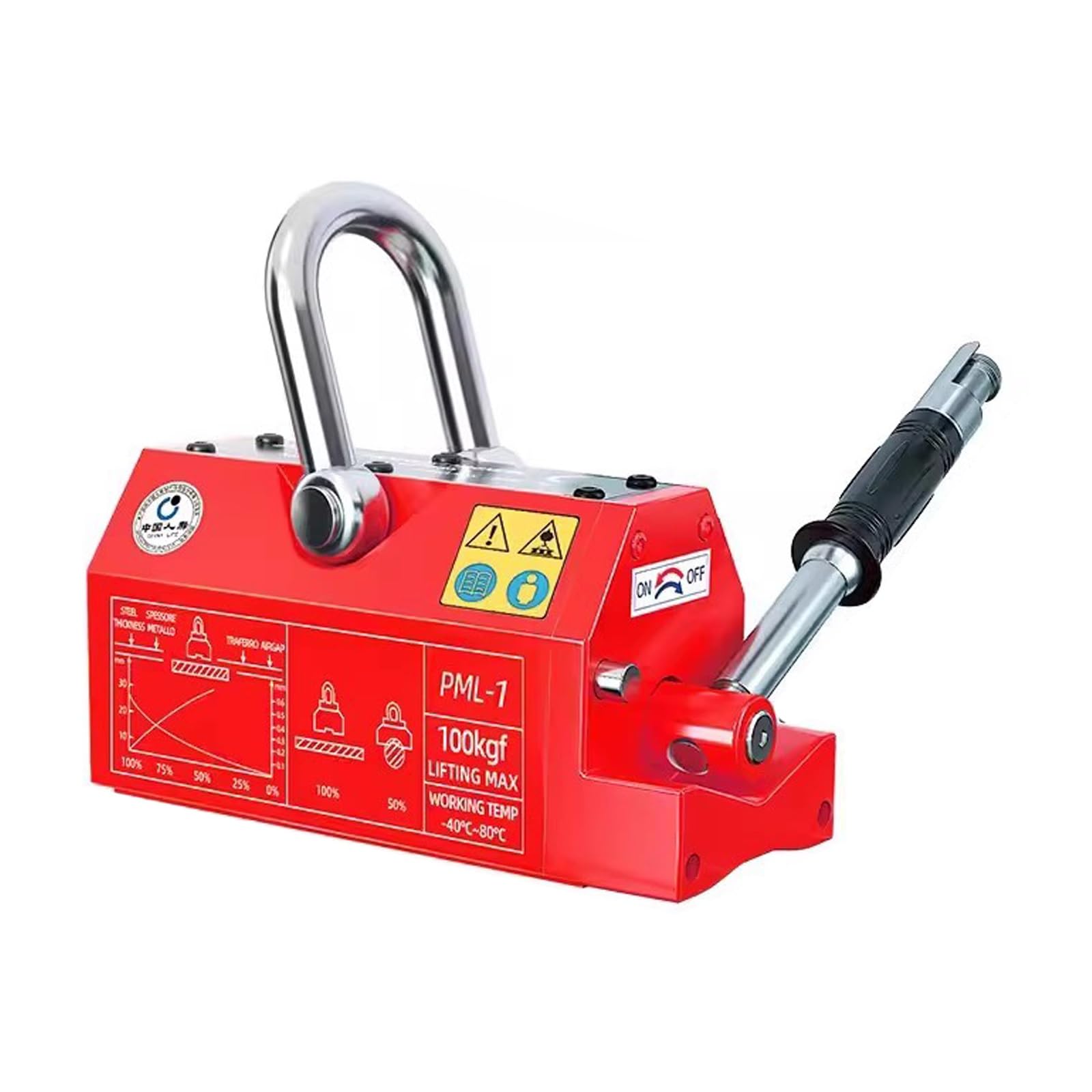 Sollevatore Magnetico Permanente, Ventosa Magnete Potente, Divaricatore Magnetico Manuale, per Sollevare Piastre in Acciaio e Acciaio Tondo(300kg/660lb)