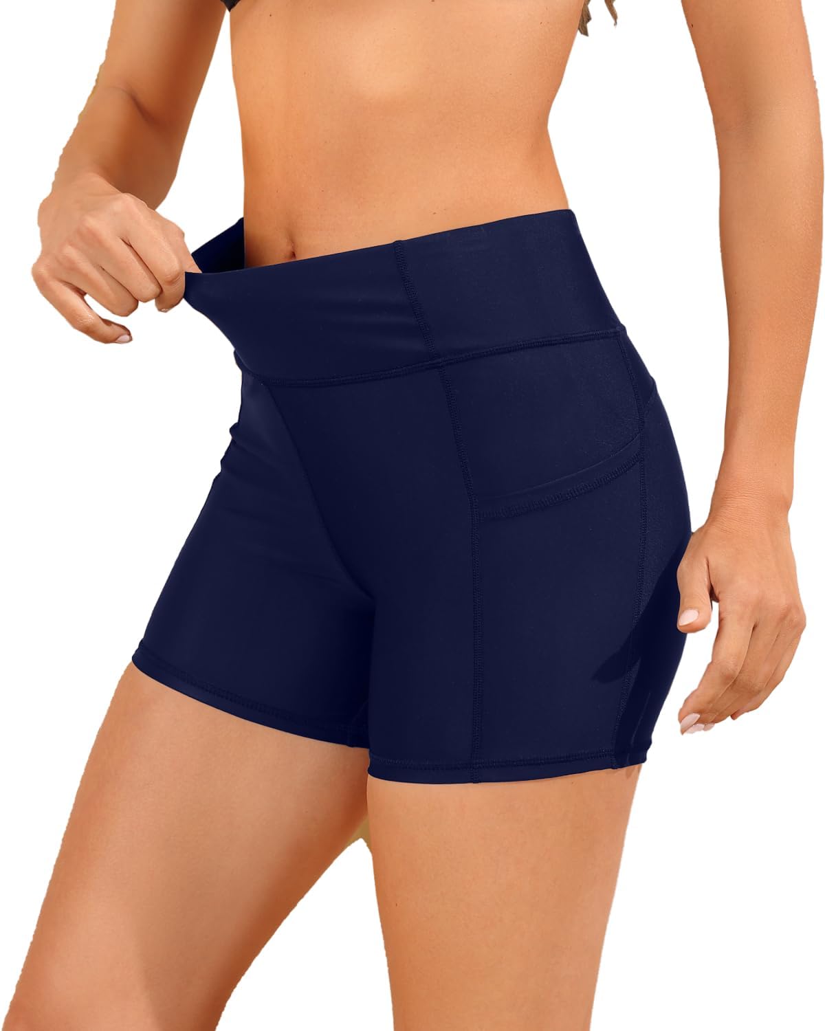 Women 3" High Waisted Swim Board Shorts UPF50+ Quick Dry Boy Shorts Swim Bathing Suit Bottoms with Pockets - Image 5