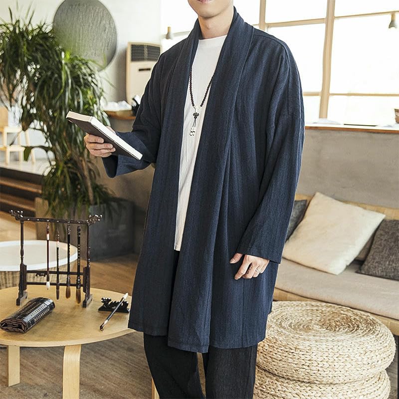 Cárdigan tang-traje para hombre con corte midi-long y diseño oriental 2