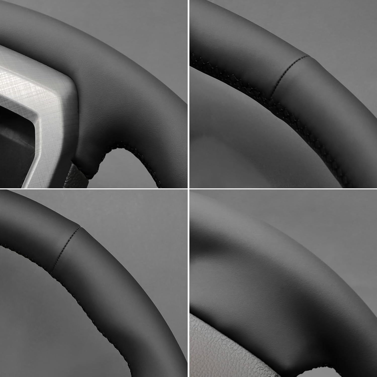 MEWANT Hand Sewn Steering Wheel Cover Wrap for Ford F-150 F150 2015-2020 / F-250 F250 2017-2022 / F-350 F350 2017-2022 / F-450 F450 2017-2022 / Expedition 2018-2021