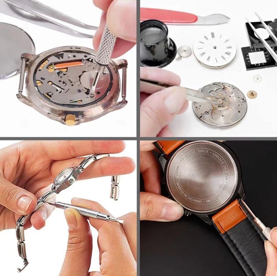 Kit di Riparazione Apri-Orologi da 210 Pezzi, con cacciavite, Martello, Maglie per Cinturini da orologiaio, Accessorio per orologiaio.