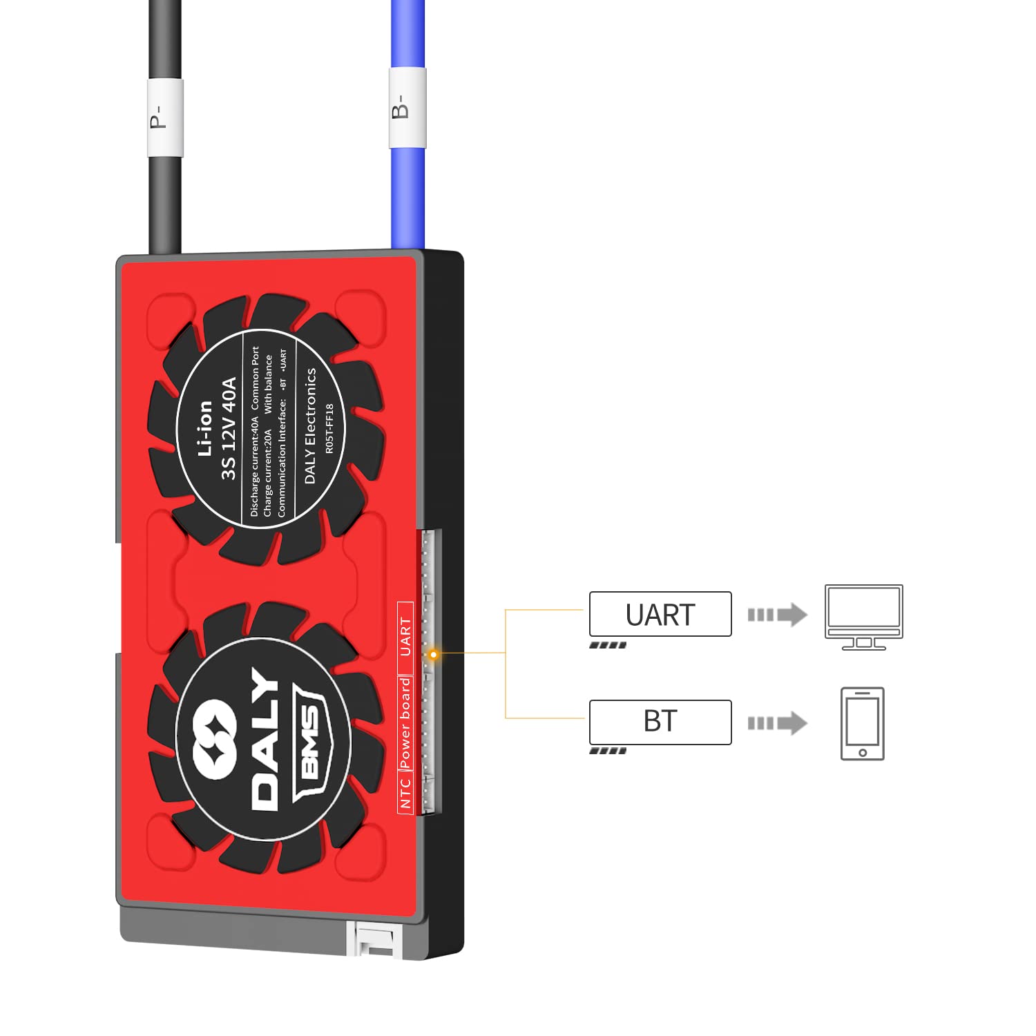 Amazon.com: DALY Smart BMS Li-ion 3S 12V 40A with Bluetooth BMS