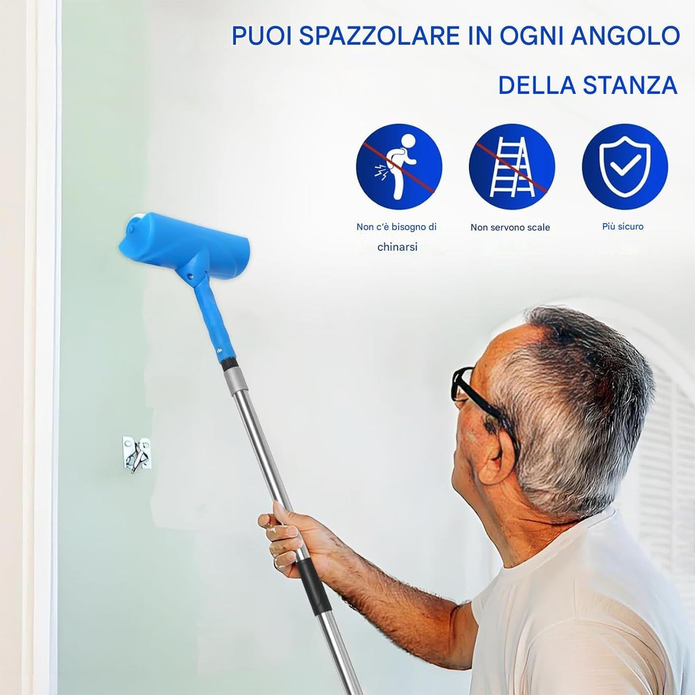 Rodillo de pintura largo con aplicador antigoteo y Exteon de 25 cm, a prueba de salpicaduras, juego de pinceles para interiores del hogar, cocina, sala de estar, pintor de pared de piel Cabi Ga