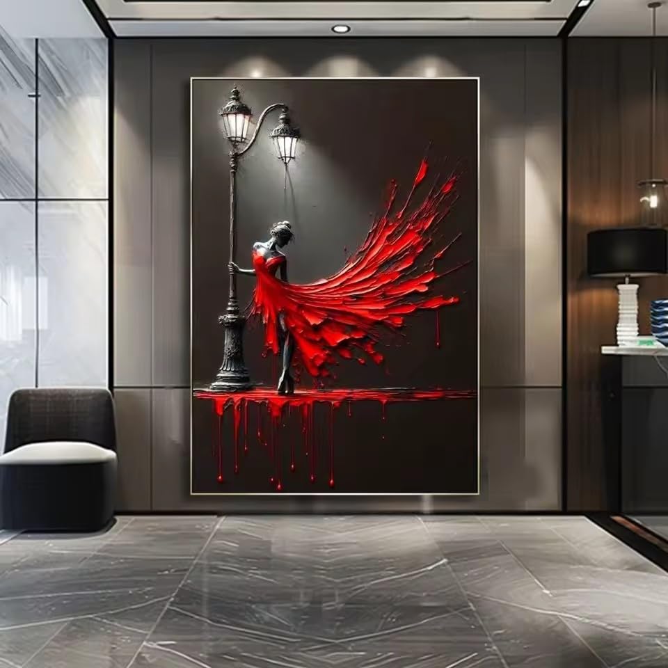 Tableau abstrait femme pour raviver un mur vide de bureau ou de maison sombre