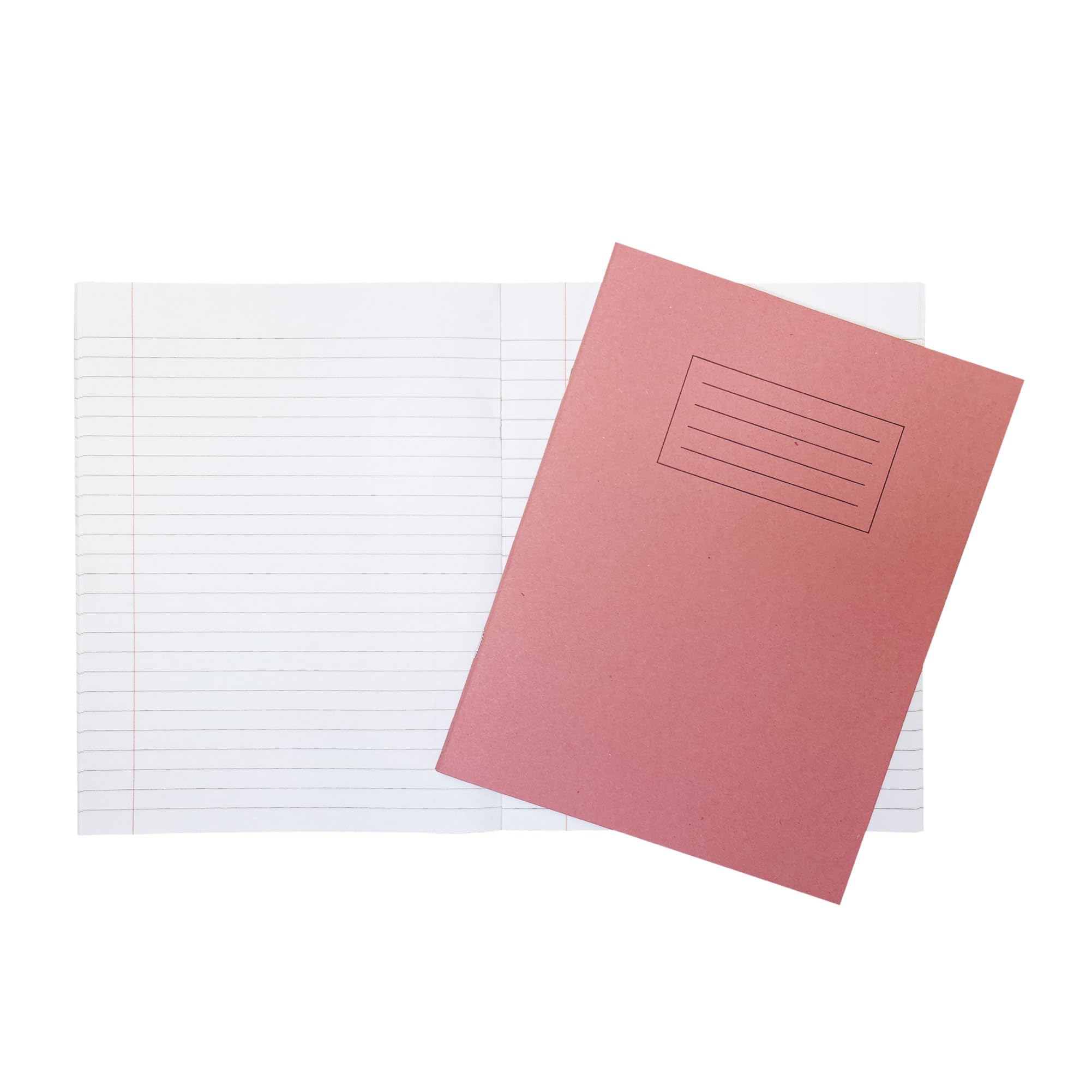 Janrax Pack of 10 9x7 Pink 80 Page Feint Ruled with Margin Exercise Books WF Paper with 225gsm Manilla Cover