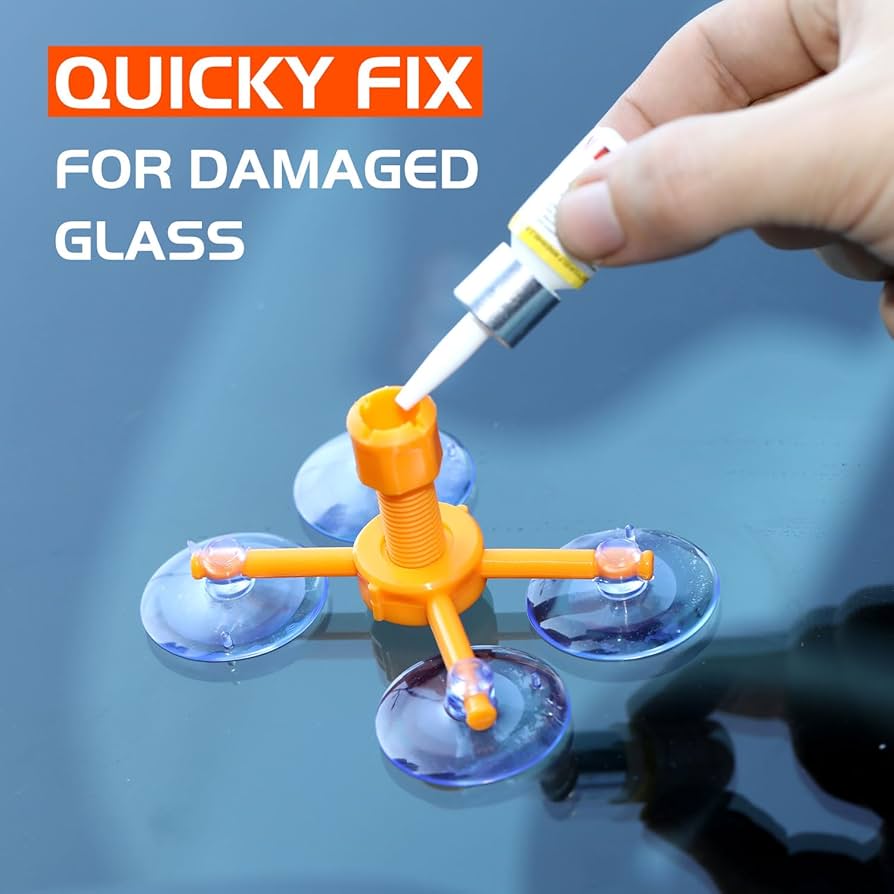 Rock Chip Repair Kit Windshield Pro-Lift Windscreen Repair Kit, 4 PCS Windscreen Chip Repair Kit, Auto Windscreen Scratch Repair Kit For Bulls-Eye, Cracks, Star-Shaped And Glass Repair, Black (blue Windshield Repair Kit