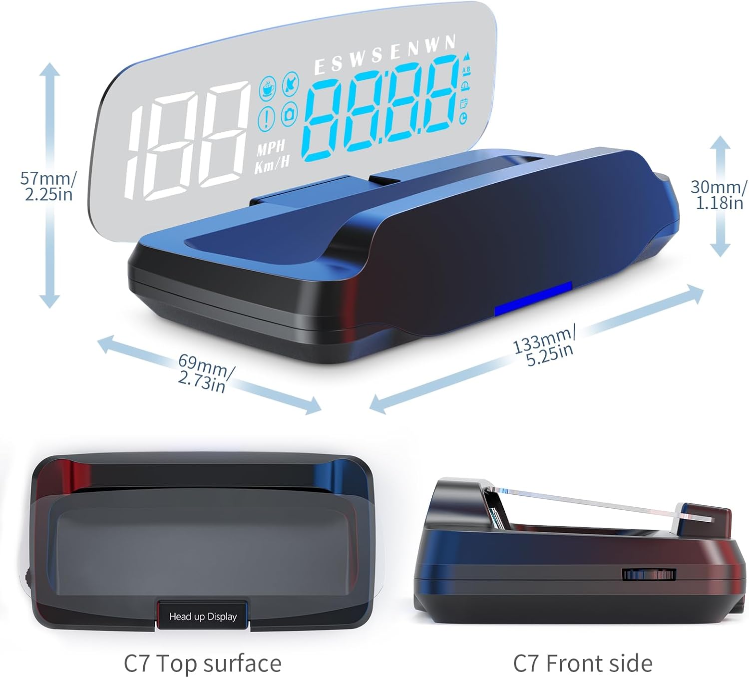 ACECAR C7 HUD Dimensions