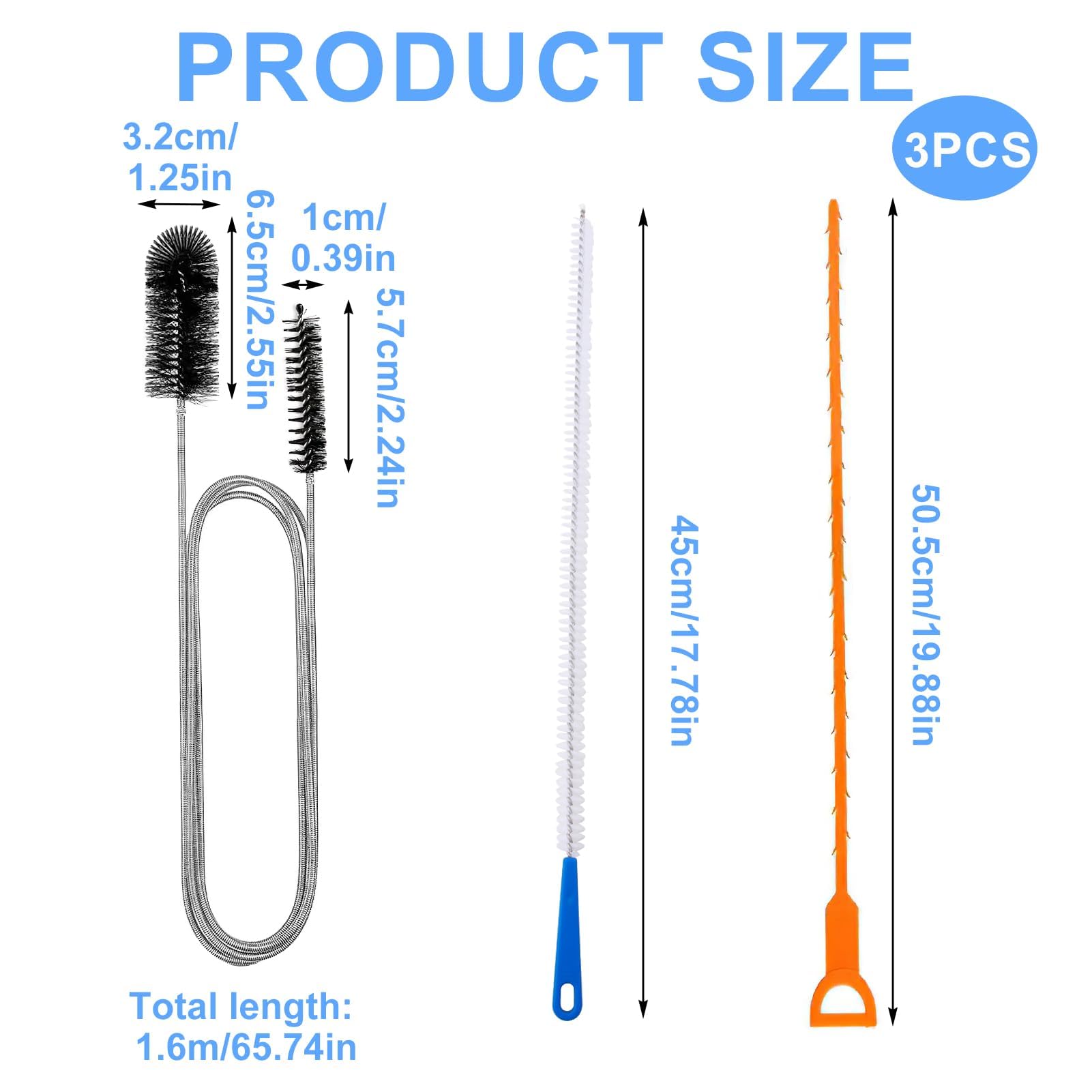 Arvoni Abflussreiniger Spirale Set 3-teilig - 155cm Edelstahl Für Küche & Dusche