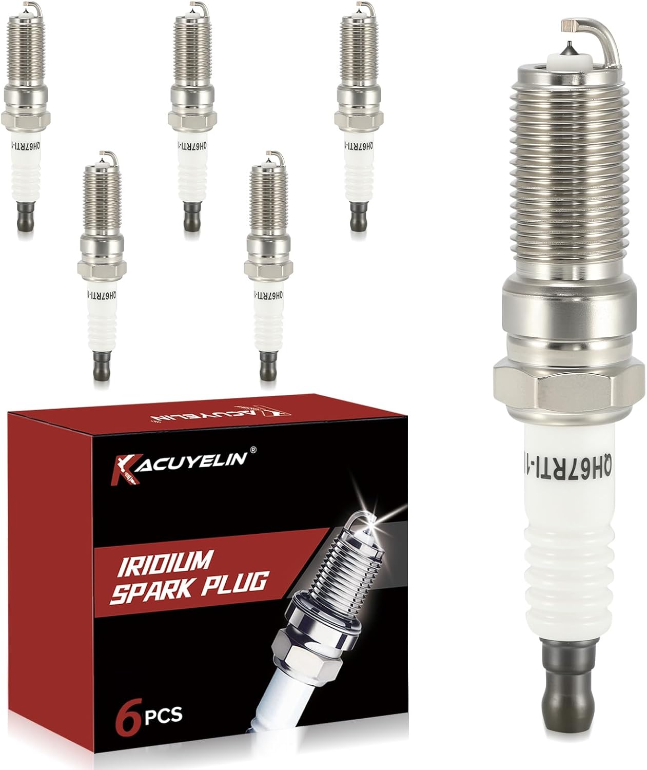 Iridium Spark Plugs Set of 6 6509 Fits for 11-18 Ford F150 Edge Explorer Taurus Chevy Equinox Impala GMC Acadia Terrain Buick Enclave LaCrosse Cadillac CTS SRX Lincoln MKZ 3.5L 3.6L 3.7L #LTR6IX-11