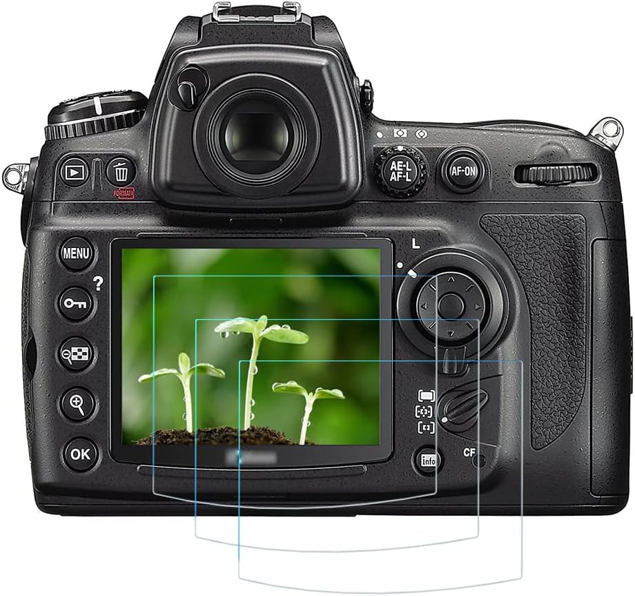 D90 D7000 Screen Protector Compatible for Nikon D90 D7000 D700 D300S Camera (3 Pack), FANZR 0.3mm 9H Hardness Anti-Scratch Tempered Glass