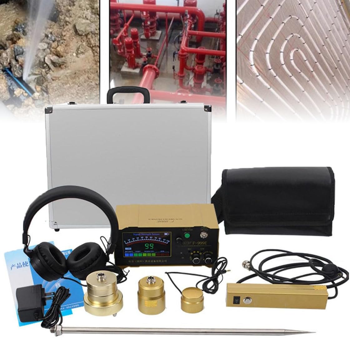 Detector de Fugas de Agua subterránea Profesional - Sensor geófono de Fugas de Agua, Sensor de Fugas de Agua preciso y confiable para tuberías - Profundidad de detección de 3 Metros