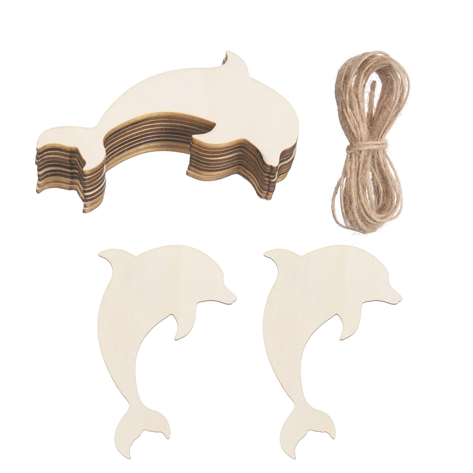 YELARXI 10Pcs Dolphin Wooden Tag, Wood Cutout Blank Wood Slices Hanging Ornaments for Painting Christmas Birthday Wedding Party DIY Crafts Beach and Nautical Decorations