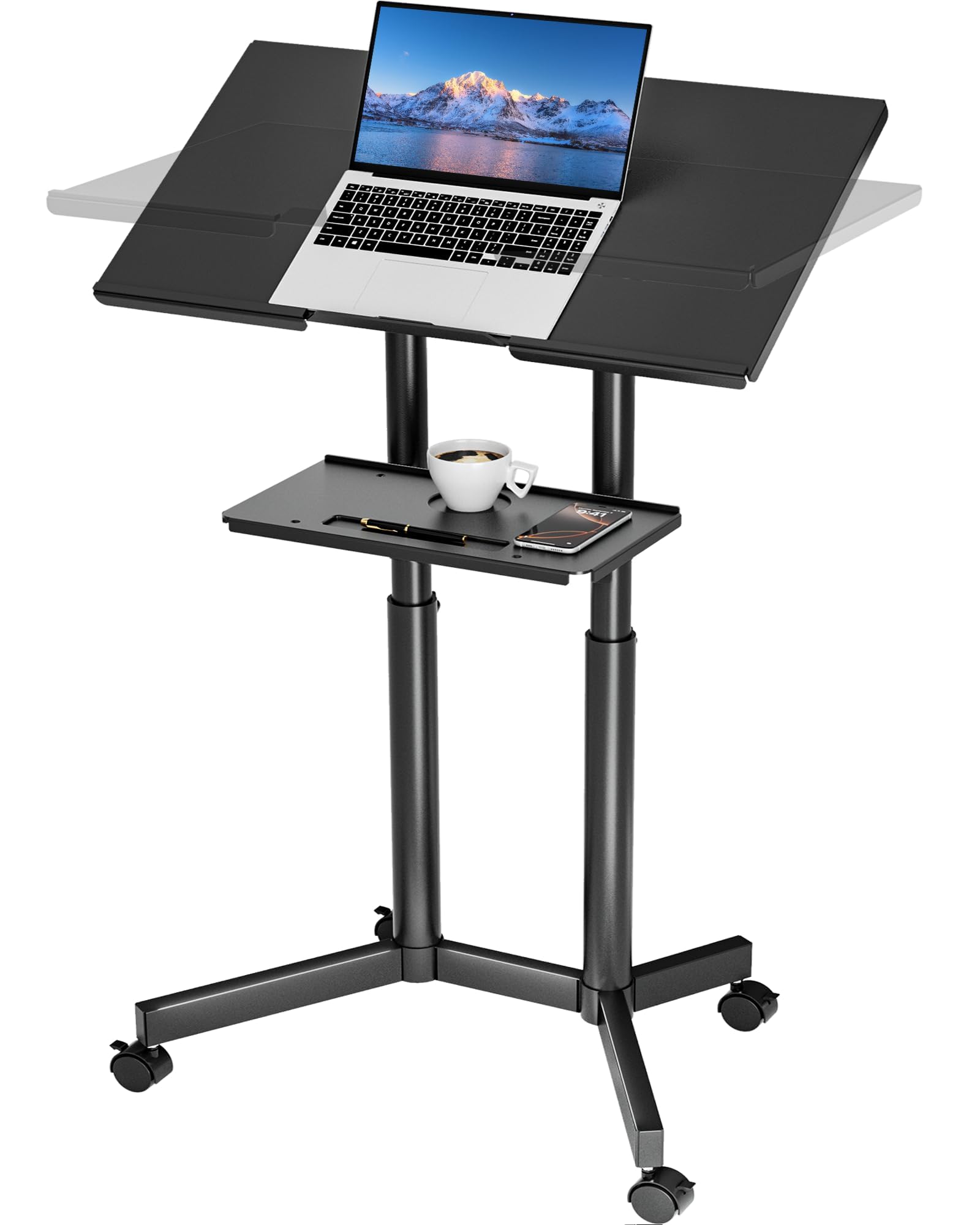 BONTEC Lecterns &amp; Podiums Portable Mobile Standing Laptop Desk, Sit Stand