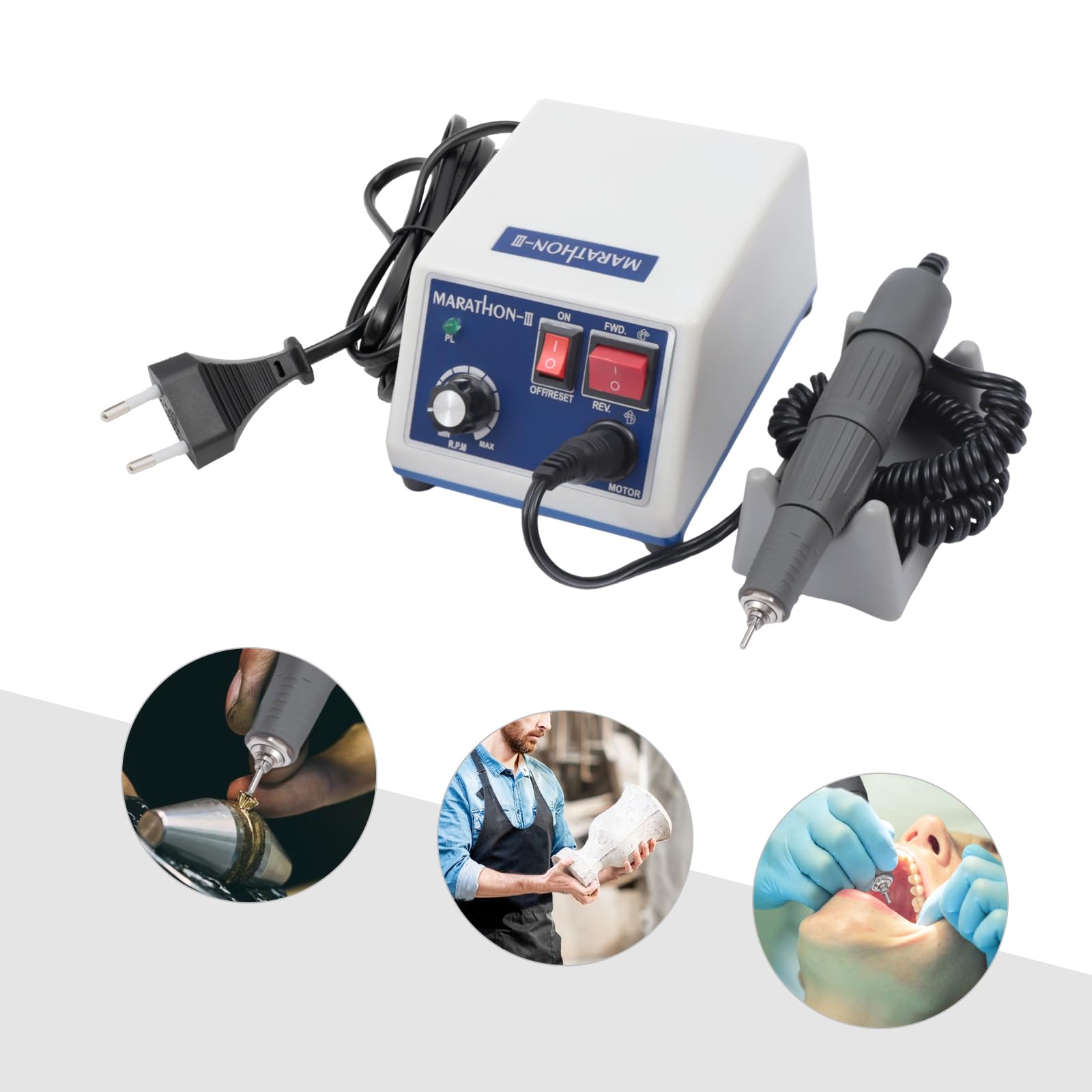 Labor Mikromotor 35000rpm Elektro Mikromotor Schleifmaschine mit Positiver Negativer Schalter Pedal Abnehmbarer Handgriff Schneiden Schleifen Polieren