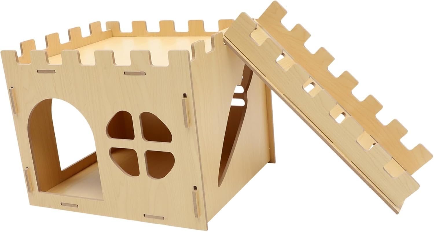 Balacoo Extra Large Sturdy Bunny Castle Steps Removable Hideout for Indoor Rabbits Guinea Pigs and Chinchillas Modular Design Round Edges and Density Board