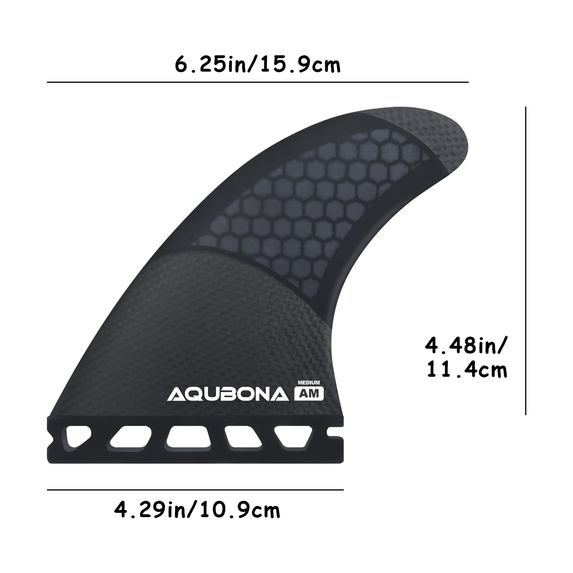 AQUBONA Single Dual Tab G3/G5/G6 Half Carbon+Honeycomb Surfboard fin Tri Fin Thruster Set Surfboard fins (Fu-halfcarbon G5)