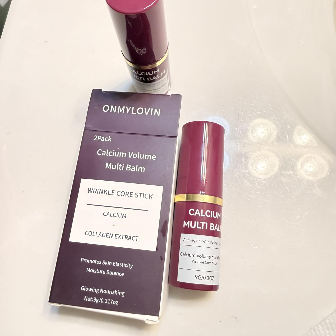 ONMYLOVIN 2PCS Calcium Multi Balm Stick -Collagen Moisturizing Balm Stick for Face,Eyes & Neck, Anti-Wrinkle Eye Cream, Wrinkle Core Sticks For Firming Skin, Hydrating, Anti-aging