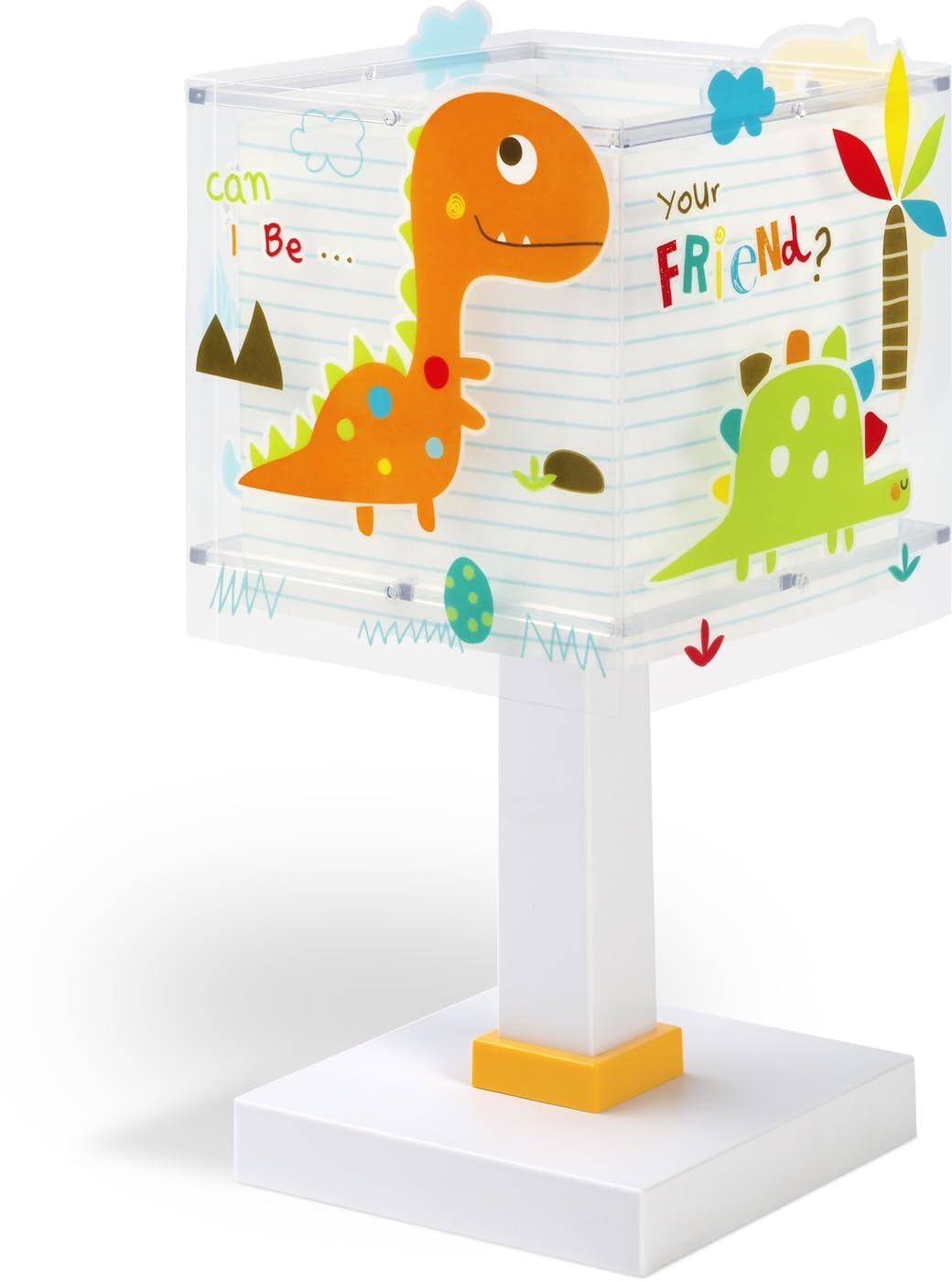 Dalber Lámpara Infantil de Mesilla Dinos Dinosaurios 73451N G4 | Lámpara infantil de mesa o mesita; G4 4W LED - Bombilla incluida; Luz Quitamiedos
