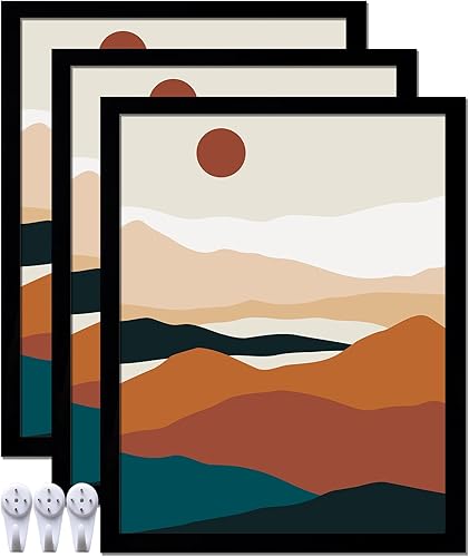 Juego de 3 portarretratos negros de 16 x 20 pulgadas, marco transparente alto para collage de fotos de 16 x 20 pulgadas, lienzo tamaño póster,