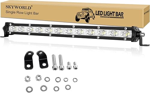 SKYWORLD 13 pulgadas 60 W sola fila LED barra de luz de perfil bajo ultra delgado mini spot off road luces de conducción led luces de niebla barco