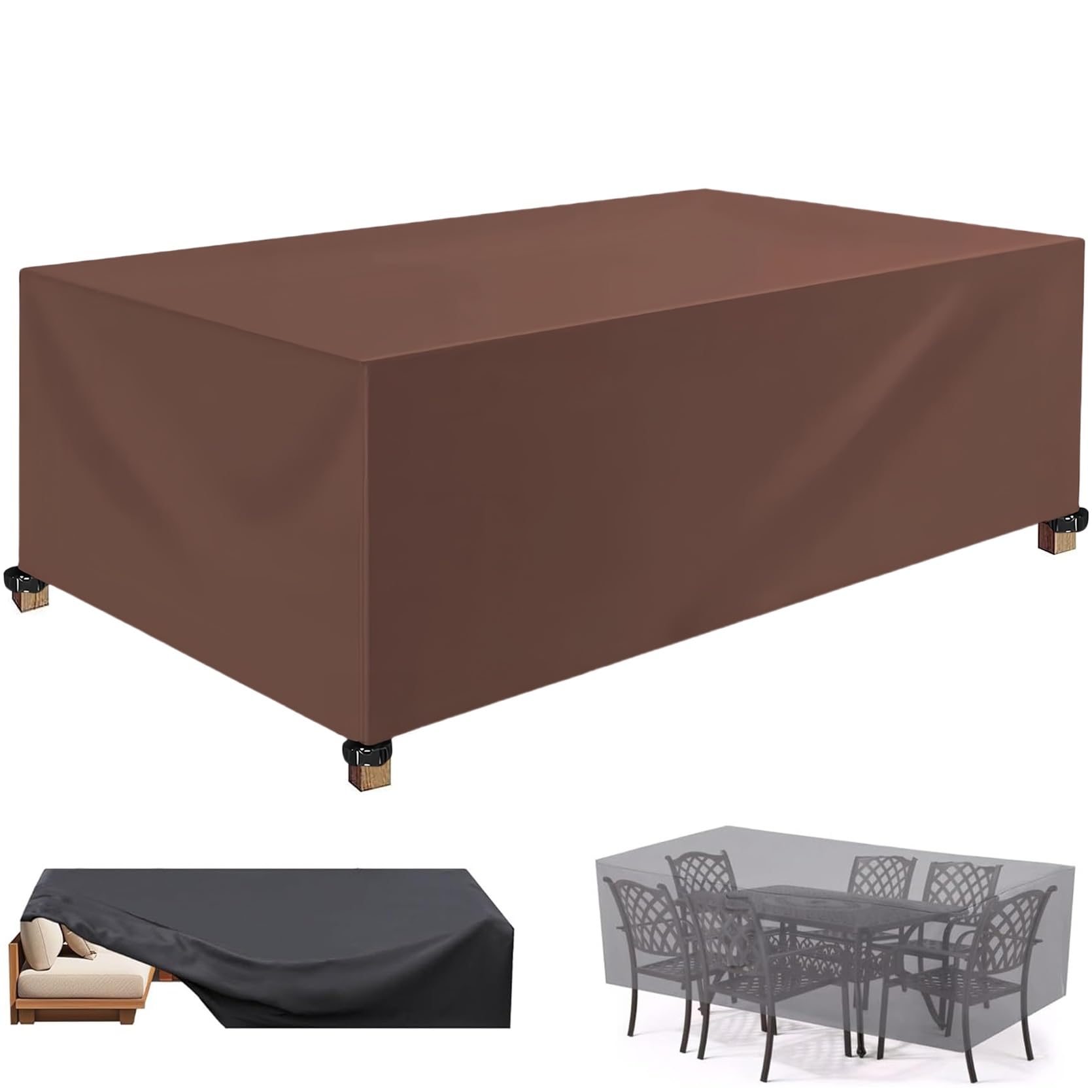 XUEQXUE Patio Furniture Covers 220 x 50 x 70 cm(L x W x H) Patio Table Cover Sofa Cover, Rain Snow, Dust, Waterproof, Outdoor Garden Table Cover, for Any Furniture, Brown — image 1