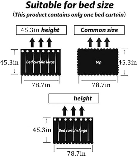 Miniatura 6 de Cortinas de litera para dormitorio, toldo de cama, cortinas de privacidad, 2 paneles + 1 parte superior