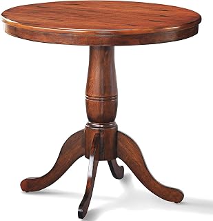Giantex 32" Round Walnut Dining Table for 2-4, Pedestal Wooden Kitchen Table, Retro Style with Sturdy Base