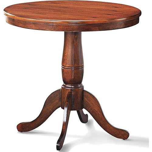 Giantex Round Dining Table for 2-4 People, 32" D X 30" H Wooden Kitchen Table with Spacious Table Top, Pedestal Base, Leisure End Tables for Bar, Kitchen, Dining Room, Restaurant, Walnut