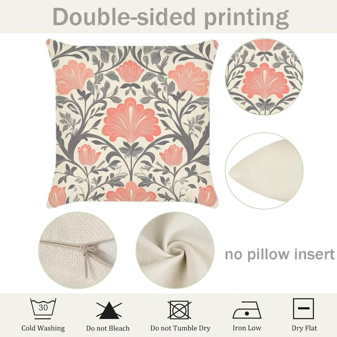 Fundas Cojines 40x40 cm Exterior Cojines Estilo Escandinavo Fundas de Almohada Juego de 4, Cuadrados Funda Cojin Floral Almohadas con Cremallera, Sofa Cama Decorativos para Hogar, Jardín, Salón Ym33