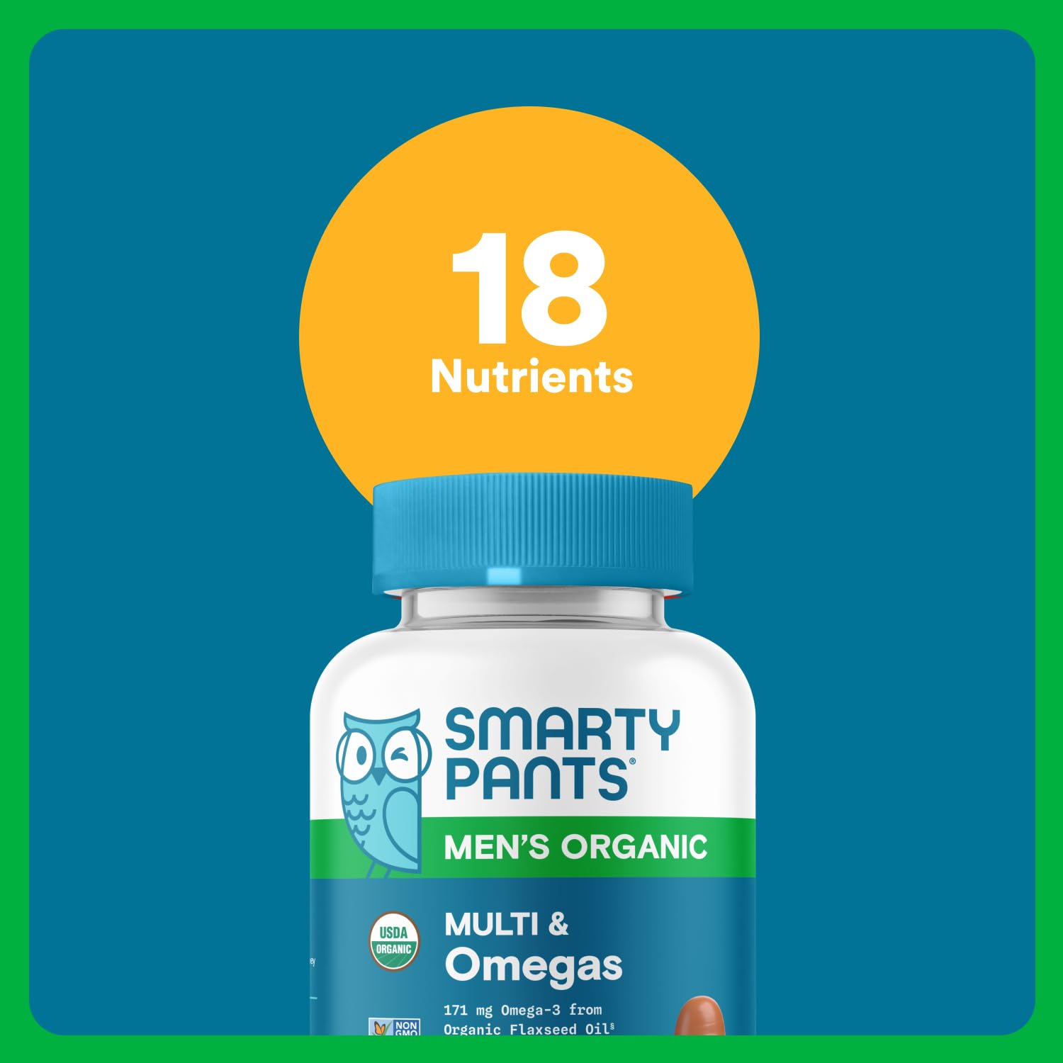 SmartyPants Multivitamin for Men, Organic Gummies: Methylfolate, Omega 3 (ALA), Vitamin D3, C, Vitamin B12, B6, A, K & Zinc for Immune Support, Biotin, Vegetarian, 120 Gummies (30 Day Supply)