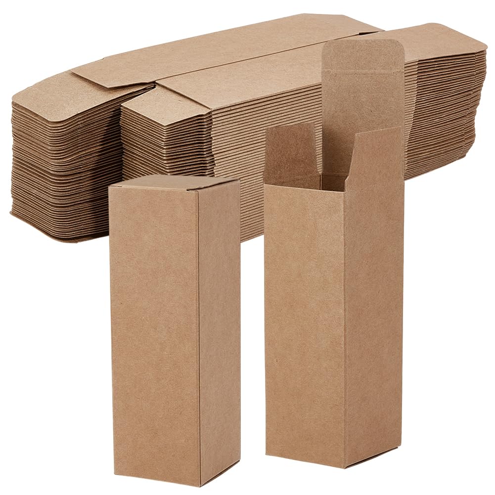 BENECREAT 50 Pcs Paper Gift Box, 1.9x1.9x5.8 Inch Rectangular Cardboard Boxes for Birthday Favor, Party Favor and Valentine's Day Favor Packaging(Tan)