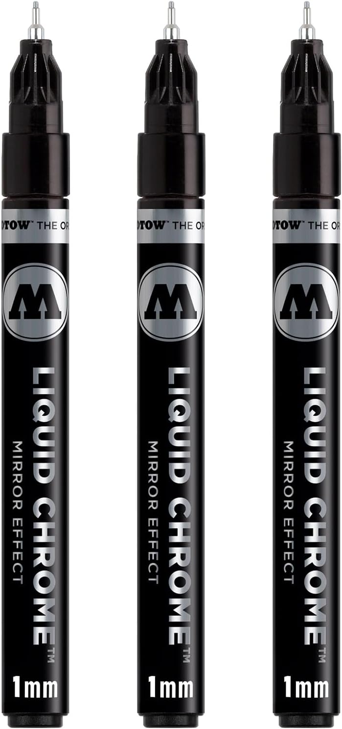 Molotow liquid chrome marker (with special ink for real mirror effect). 3 Items 1 mm