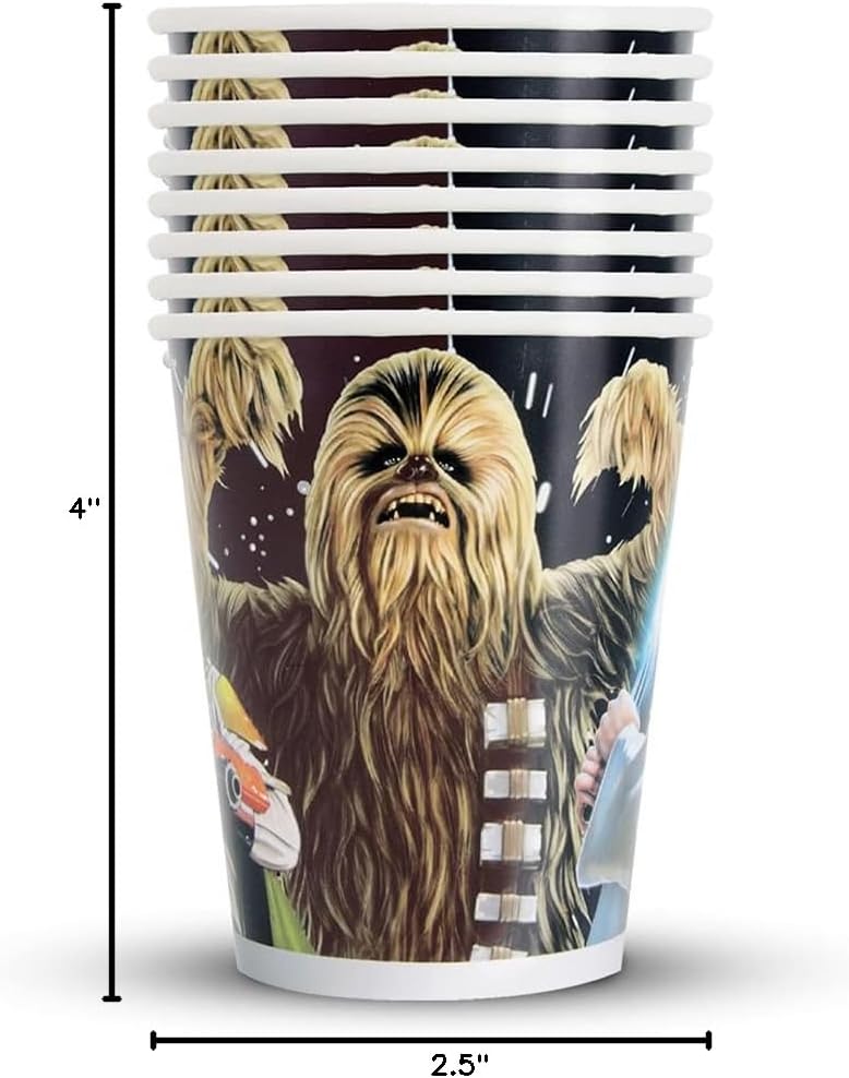 Multicolor Paper Star Wars Classic Cups (9oz) 8 Count - Iconic & Eco-Friendly Material, Perfect for Every Galactic Gathering