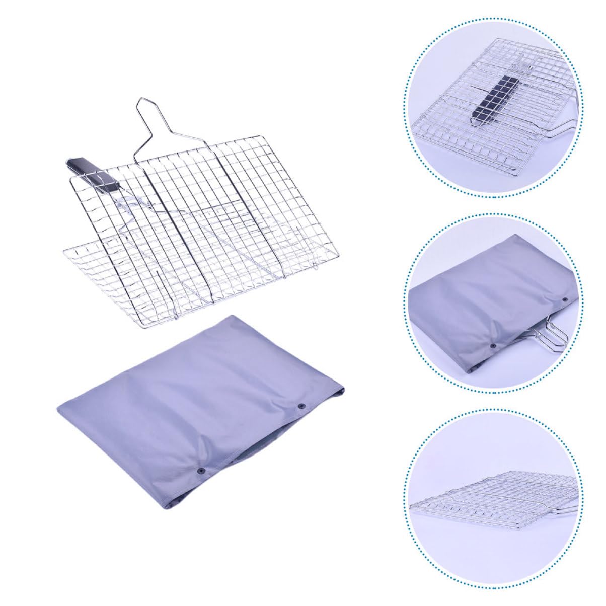 1 Set Barbecue Inossidabile con Stoccaggio Rete Portatile per Carne e Verdure per All e Facile da e Resistente