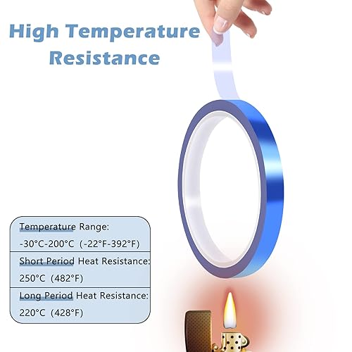 Vista 11 de HTVRONT Cinta resistente al calor - 2 rollos de cinta de transferencia de calor de 0.394 in x 108.3 ft, cinta de sublimación sin residuos de cinta