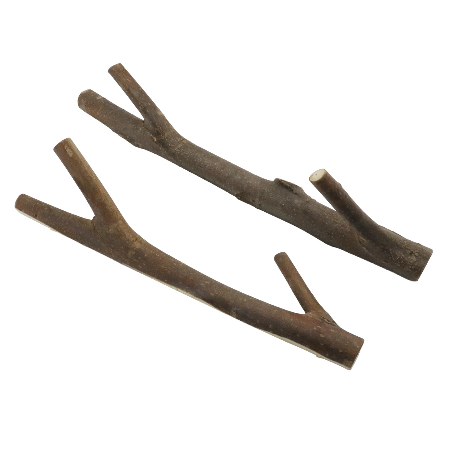 2 ganchos de pared dobles de madera real con ramas de árbol, rústico decorativo de madera con tronco de corteza de 2 cm a 3,5 cm de grosor con tornillo