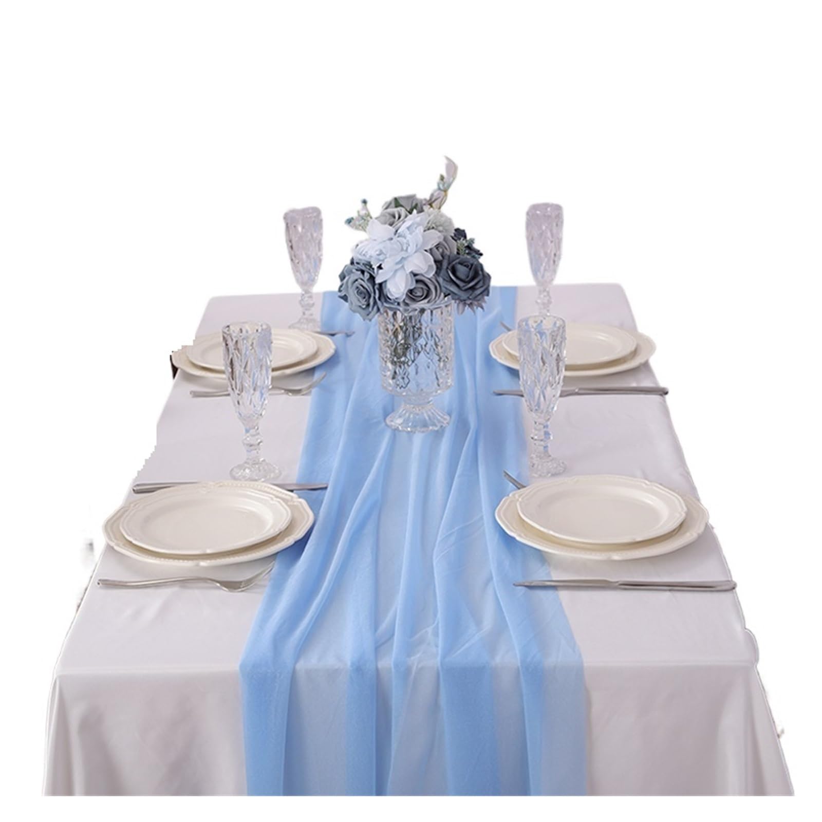 Chiffon Table Runner Chiffon Table Runner Vertical Tablecloth for Decorations Shiny Fabric Merry(Color 12,75x400cm)