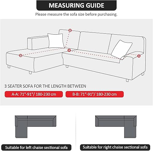 Miniatura 5 de MIFXIN Fundas para sofá modular en L, 2 piezas, elásticas, suaves, de 3 asientos, en forma de L, para sofá esquinero, protector de muebles para sala
